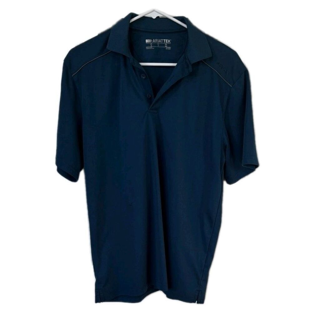 Ariat Tek Mens Polo Shirt Size S Blue Short Sleeve Performance T-Shirt